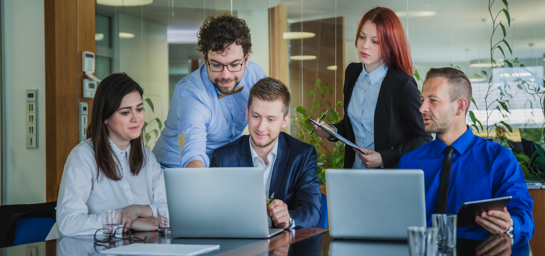 Team collaboration in modern office