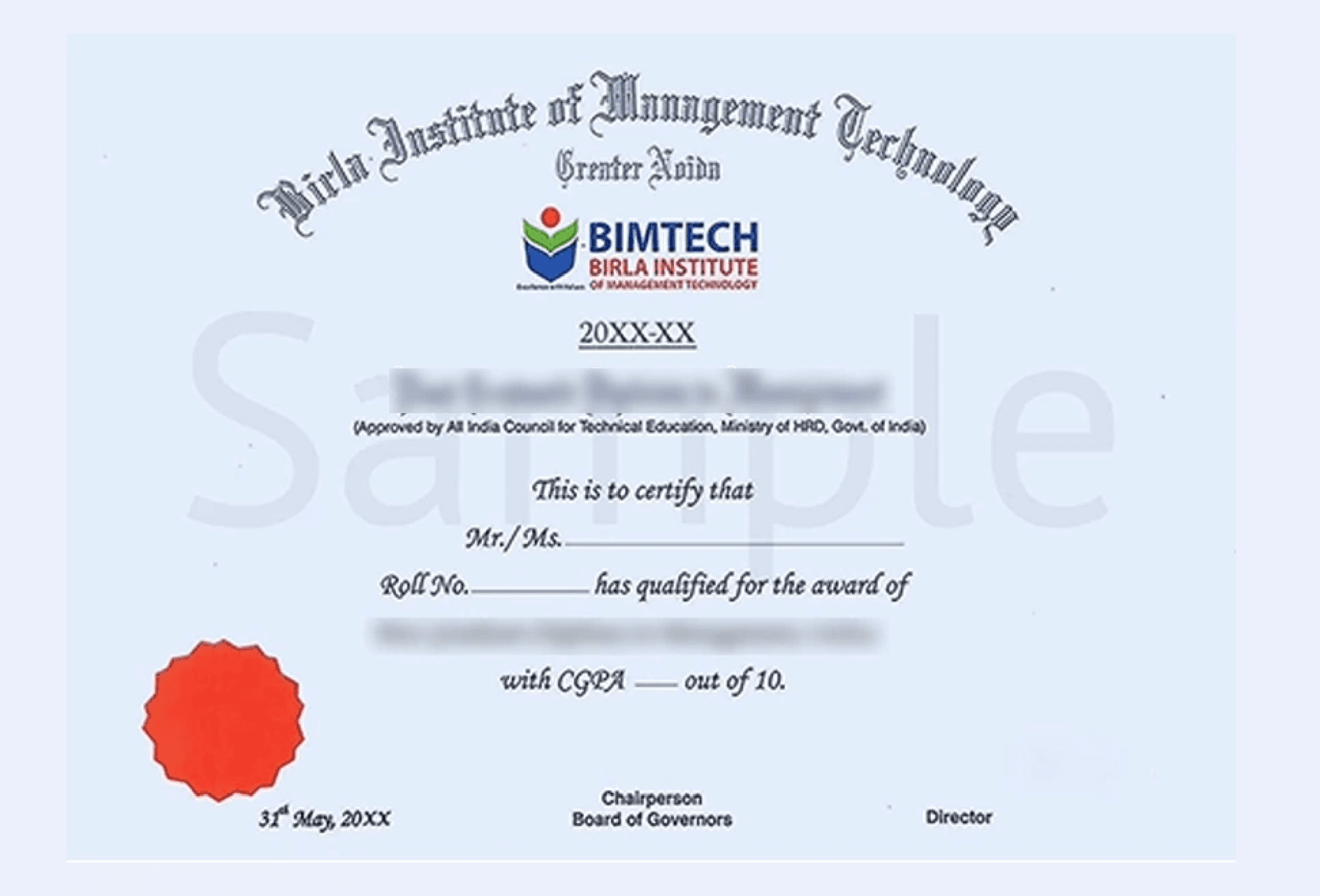 Official certificate issued by Bim Tech recognizing academic achievement and completion