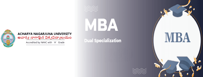 Professional cover design featuring the official Acharya Nagarjuna University Online MBA course title and university logo.