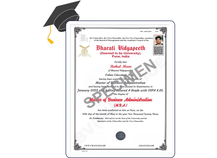 NAAC A+ grade certificate Bharati Vidyapeeth University Online BBA Financial Management