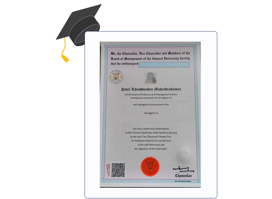 Gujarat University Online BA in English certificate with UGC, DEB, NIRF, ISO and NAAC A+ accreditation