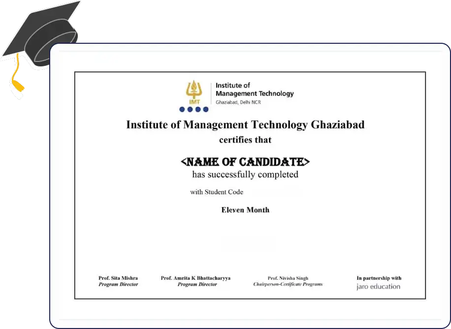 Official certificate layout for IMT Ghaziabad Online Executive PGDM in Strategy with formatting and professional detailing
