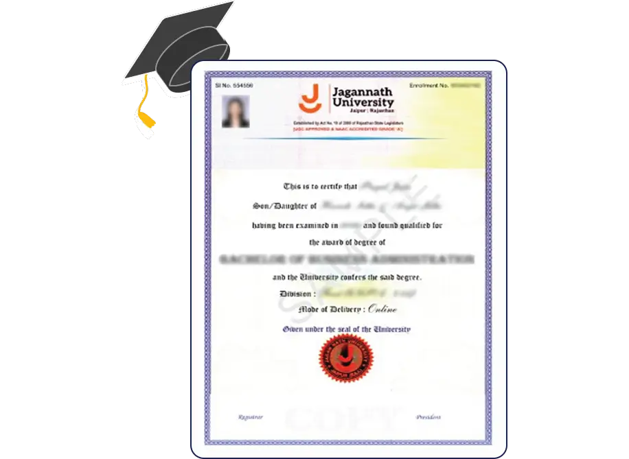 Official certificate issued by Jagannath University recognizing academic achievement and completion