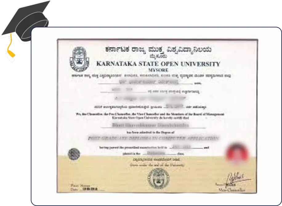 Karnataka State Open University official certificate banner highlighting academic excellence and recognition