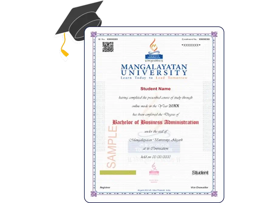 Certificate issued by Mangalayatan University showcasing official academic recognition with institutional logos and signatures