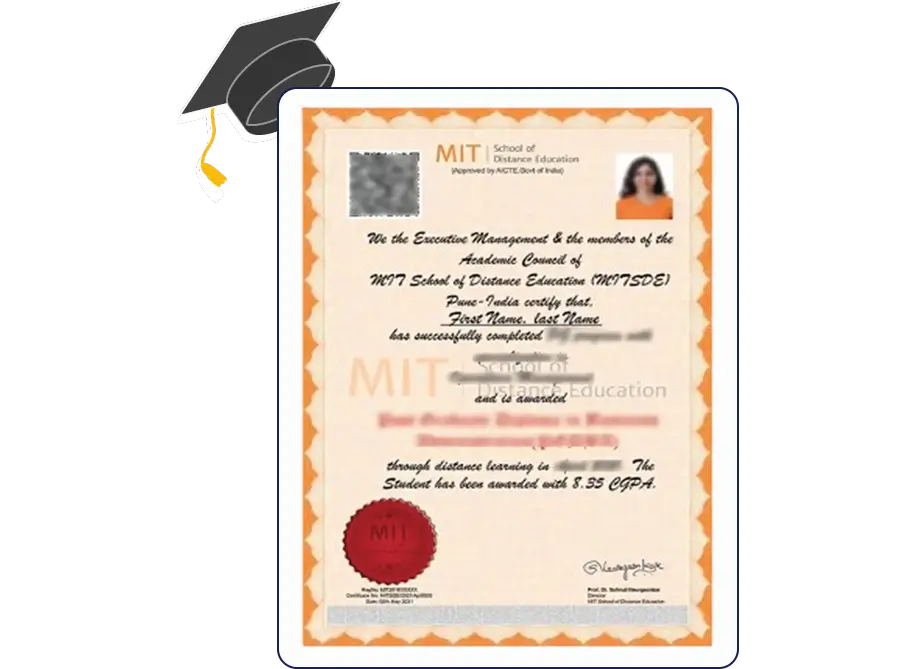 Official certificate issued by MIT SDE University recognizing academic achievement and completion