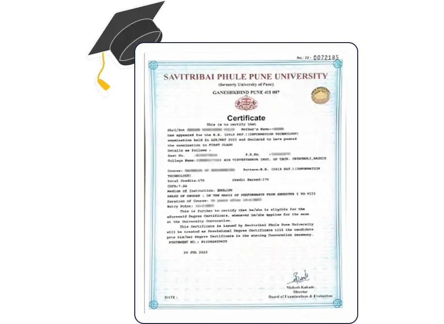 Pune University NAAC A++ accredited certificate banner showcasing excellence