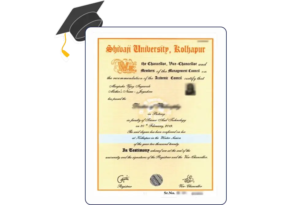 Official certificate issued by Shivaji University recognizing academic achievement and completion