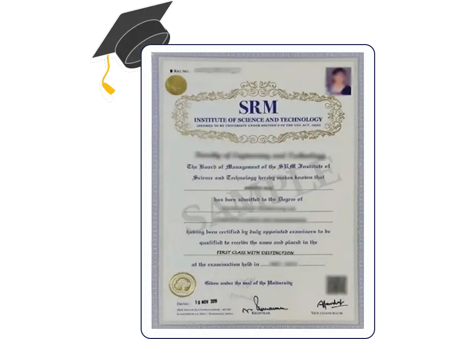 SRM Institute of Science and Technology NAAC accredited university certificate banner highlighting excellence