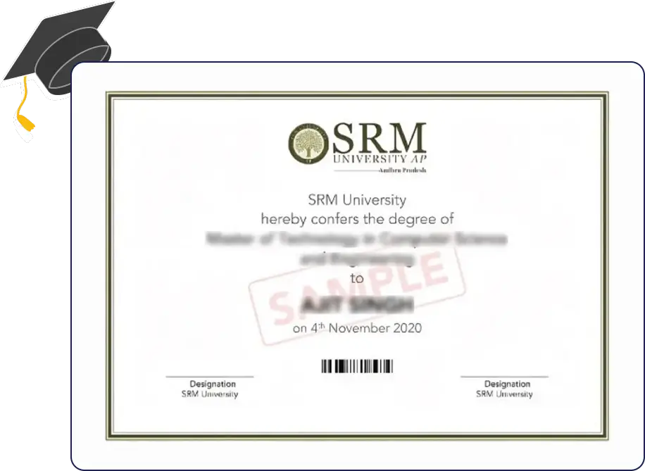 Official certificate issued by SRM Sikkim University recognizing academic achievement and completion