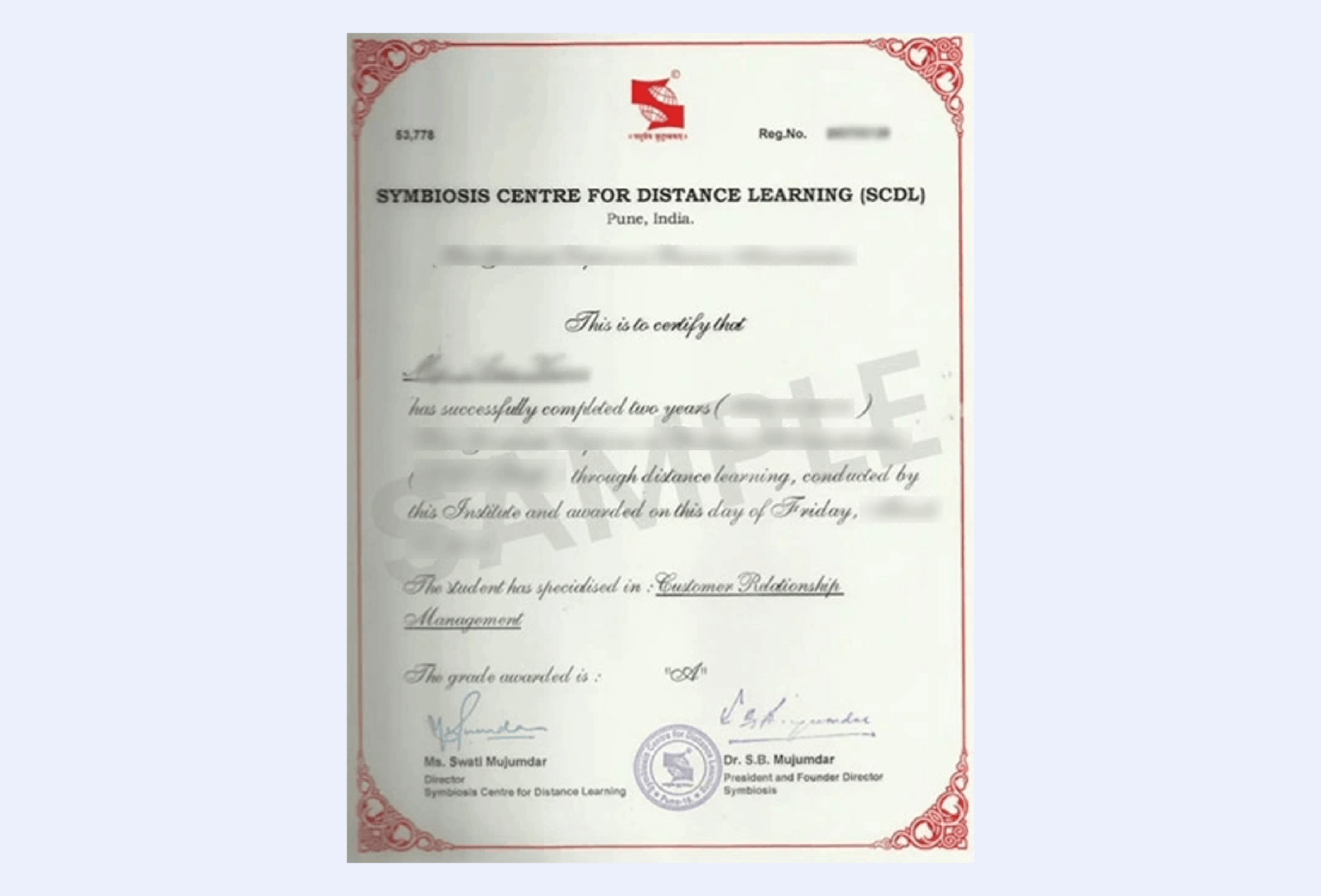 Symbiosis University official certificate highlighting accreditation and academic excellence