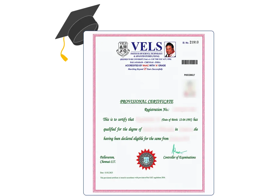 NAAC A++ grade certificate VISTAS University Online MBA in Finance Management
