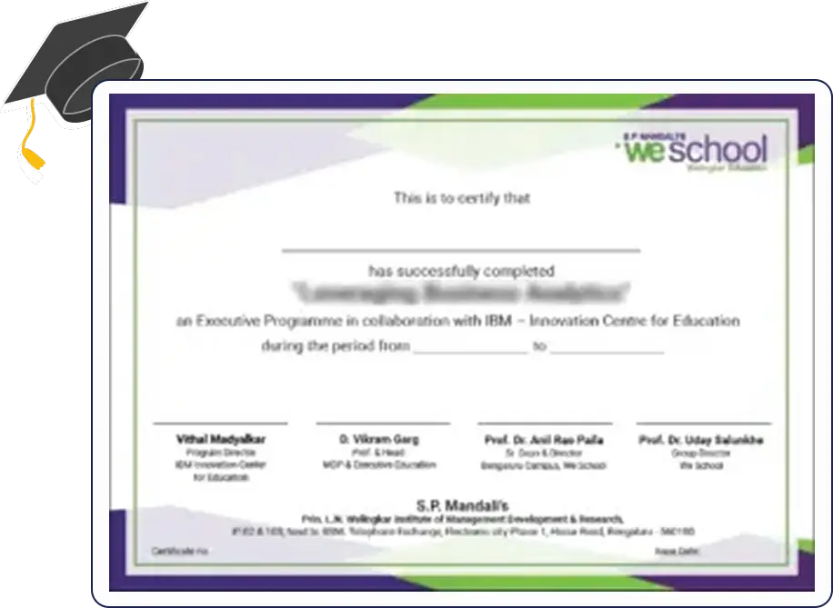 Official certificate issued by Welingkar  University recognizing academic achievement and completion