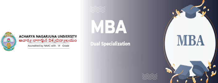 Professional cover design featuring the official Acharya Nagarjuna University Online MBA course title and university logo.